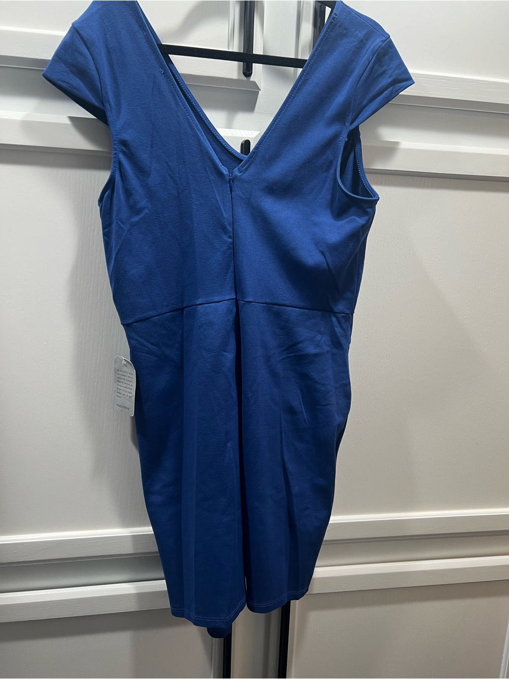 The Vanity Room Royal Blue V‑Neck Cap Sleeve Mini Dress